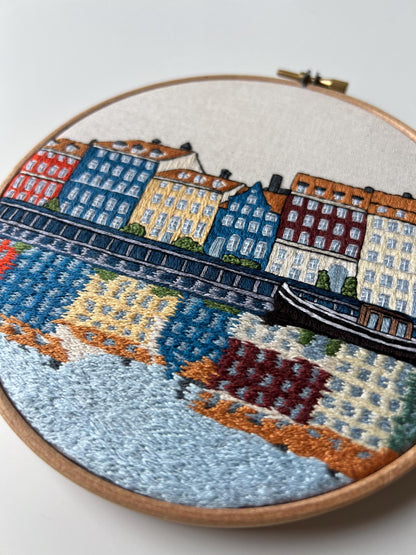 Nyhavn, Copenhagen, Denmark, Cityscape - Hand Embroidery Pattern (PDF)