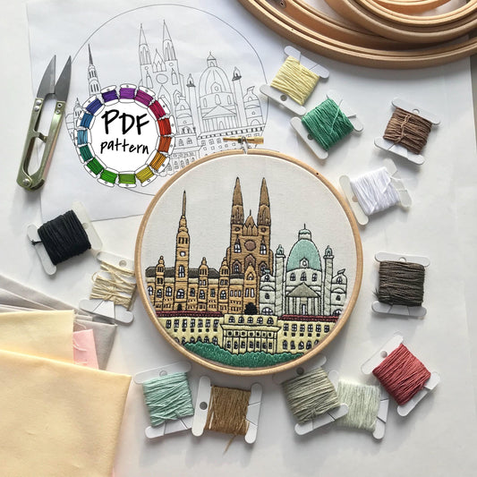 Vienna, Austria, Cityscape - Hand Embroidery Pattern (PDF)