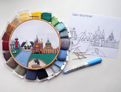Saint Petersburg, Russia, Cityscape - Hand Embroidery Pattern (PDF)