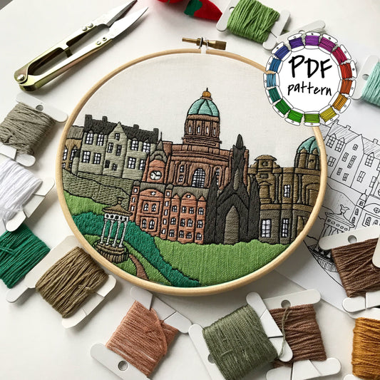 Edinburgh, Scotland, Cityscape - Hand Embroidery Pattern (PDF)