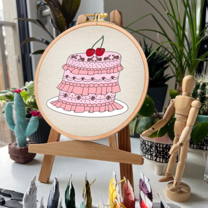 Cherry Ruffle Cake - Hand Embroidery Pattern (PDF)