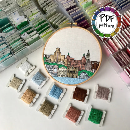 Buffalo, NY, Cityscape - Hand Embroidery Pattern (PDF)