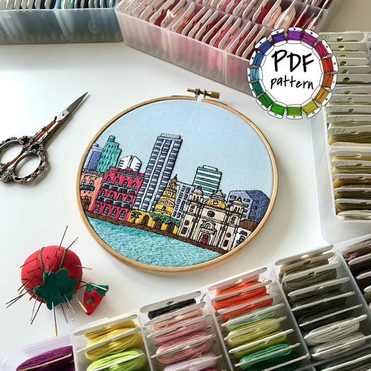 Cartagena, Colombia, Architecture - Hand Embroidery Pattern (PDF)