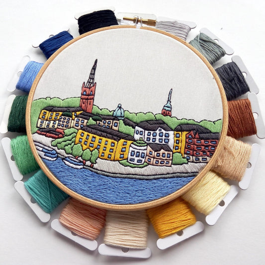 Stockholm, Sweden, Cityscape - Hand Embroidery Pattern (PDF)