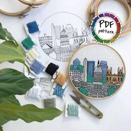Washington DC, United States, Cityscape - Hand Embroidery Pattern (PDF)