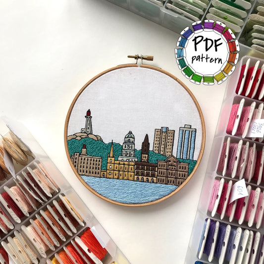 Halifax, Nova Scotia, Harbor - Hand Embroidery Pattern (PDF)