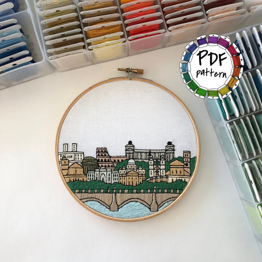 Rome, Italy, Landmarks - Hand Embroidery Pattern (PDF)