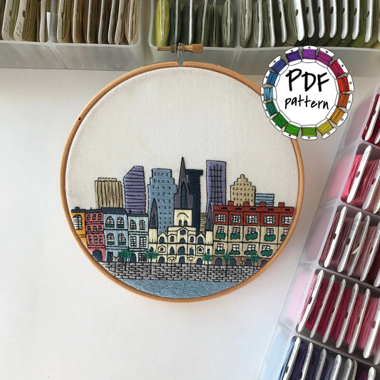 New Orleans, LA, Cityscape - Hand Embroidery Pattern (PDF)