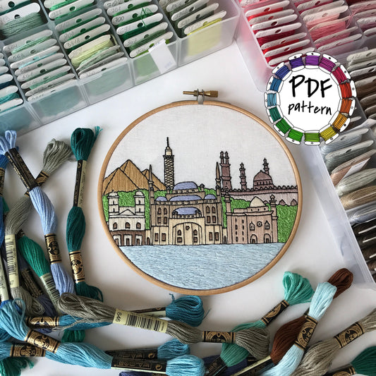 Cairo, Egypt, Cityscape - Hand Embroidery Pattern (PDF)