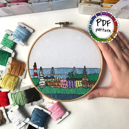 Charleston, SC, Cityscape - Hand Embroidery Pattern (PDF)