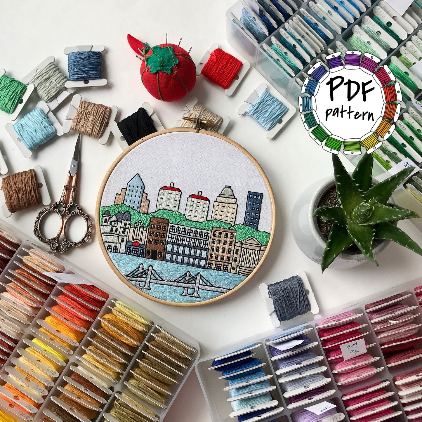 Louisville, KY, Cityscape - Hand Embroidery Pattern (PDF)