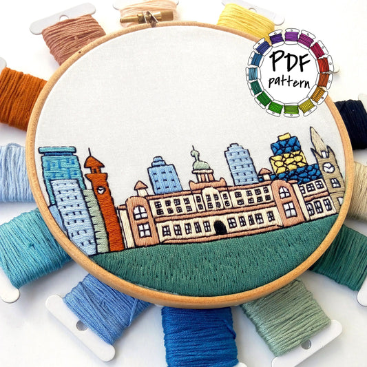 Birmingham, United Kingdom, Cityscape - Hand Embroidery Pattern (PDF)