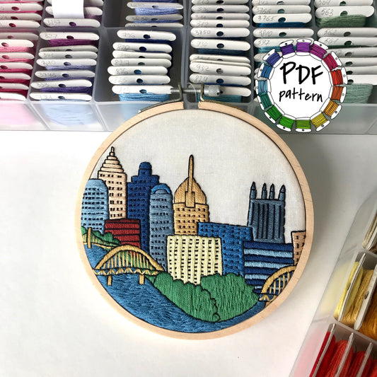 Pittsburgh, PA, Cityscape - Hand Embroidery Pattern (PDF)