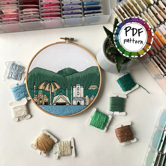 Islamabad, Pakistan, Cityscape - Hand Embroidery Pattern (PDF)