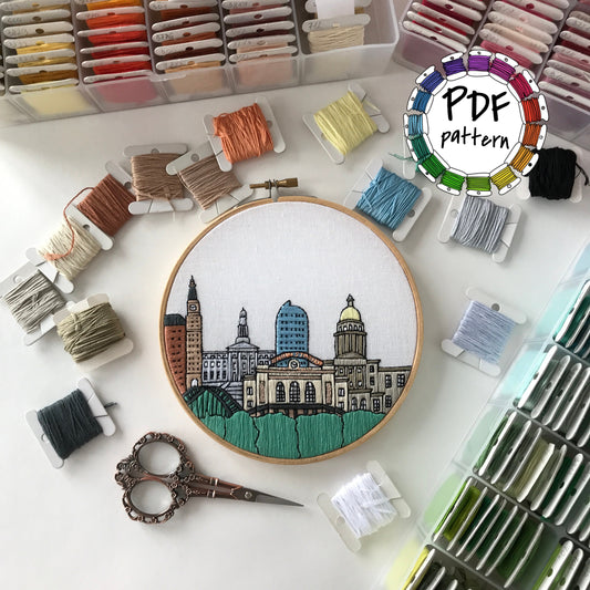 Denver, CO, Skyline - Hand Embroidery Pattern (PDF)