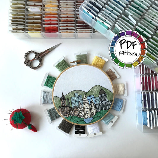 Salt Lake City, UT, Skyline - Hand Embroidery Pattern (PDF)