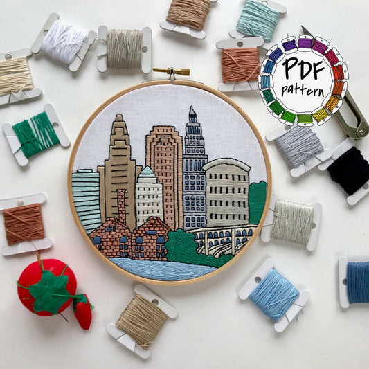 Cleveland, OH, Cityscape - Hand Embroidery Pattern (PDF)