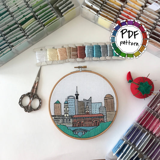 Auckland, New Zealand, Cityscape - Hand Embroidery Pattern (PDF)