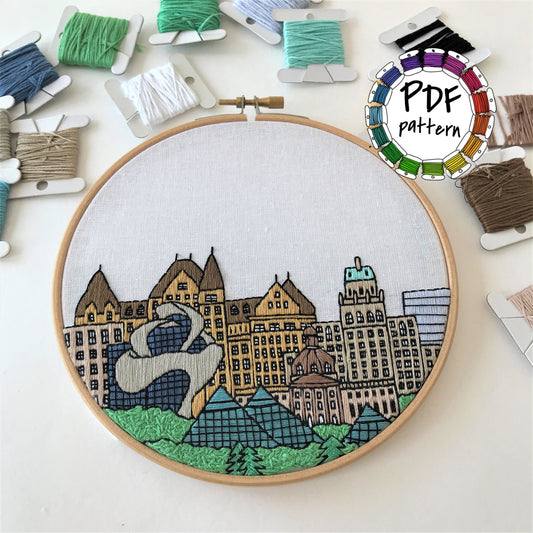 Edmonton, Canada, Cityscape - Hand Embroidery Pattern (PDF)