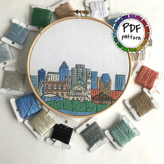 Montreal, Canada, Cityscape - Hand Embroidery Pattern (PDF)