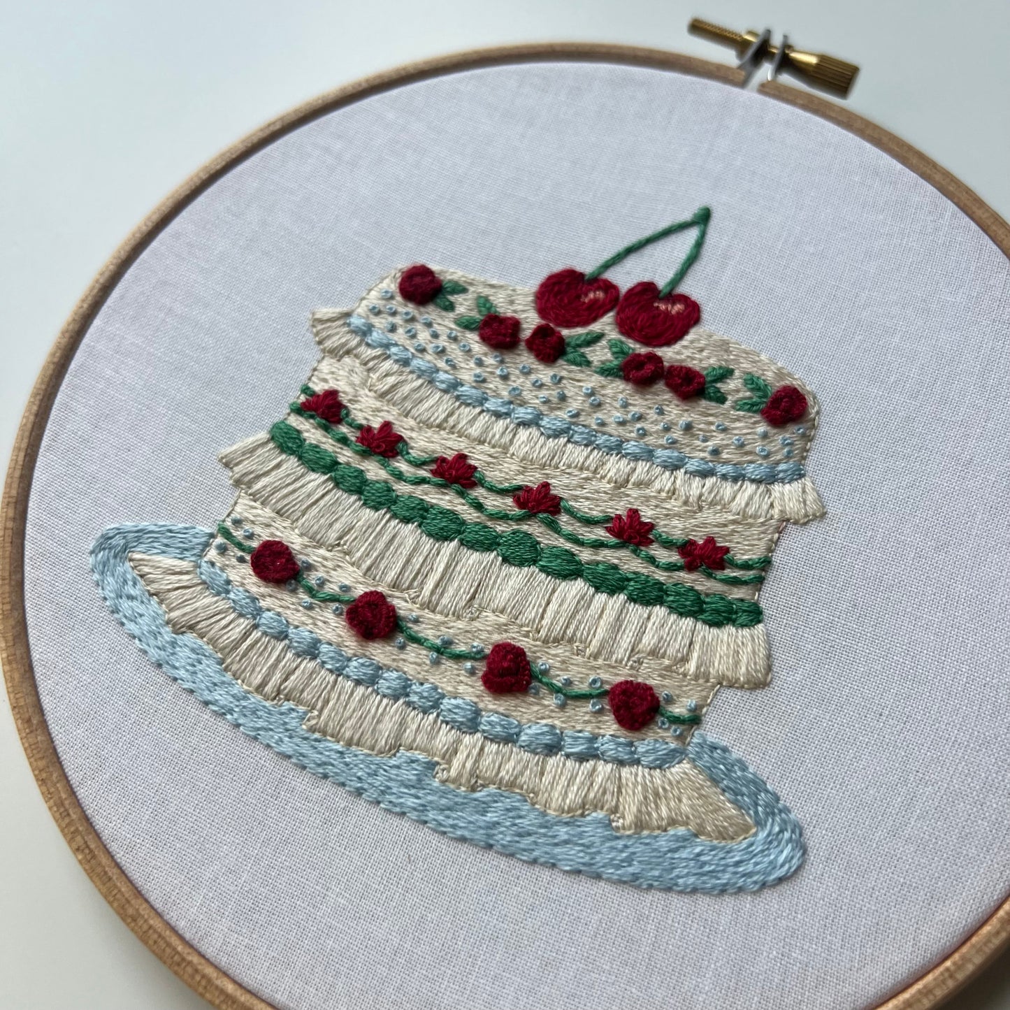 Cherry Ruffle Cake - Hand Embroidery Pattern (PDF)
