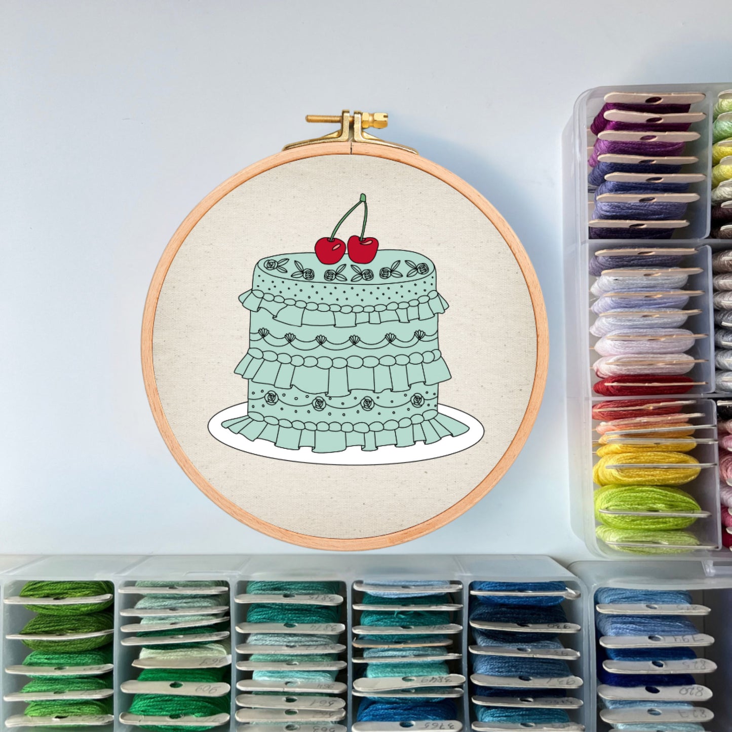 Cherry Ruffle Cake - Hand Embroidery Pattern (PDF)